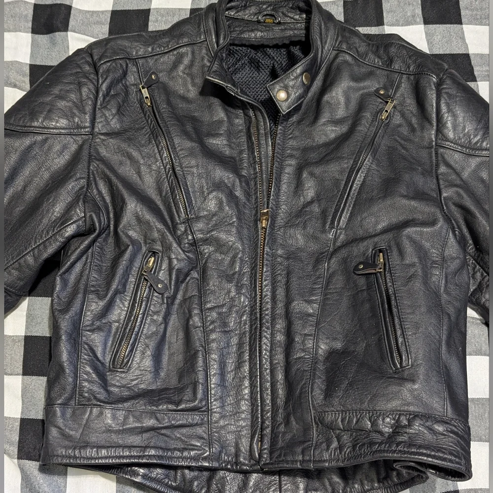 Vintage Black Leather Riding Jacket